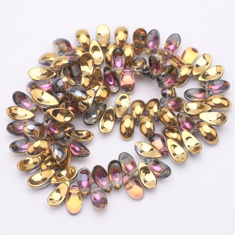 50 Stück 6×12mm Halbmond-Kristallglas-Anhängerperlen, Lose Perlen für DIY-Ohrringe, Halsketten, Anhänger, Schmuck und Bastelarbeiten