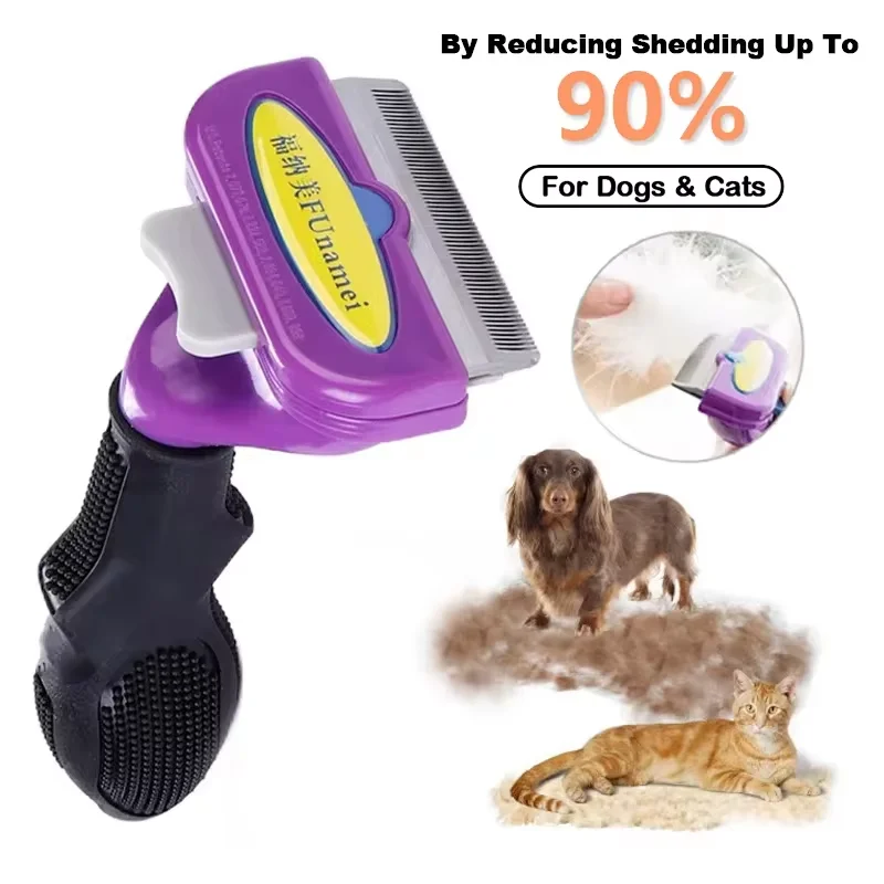 Deshedding Brush Removes Loose Hair and Tangles Pet Grooming Brush Cat Comb Shedding Rake Pet Hair Remover Brush for Dogs Cats