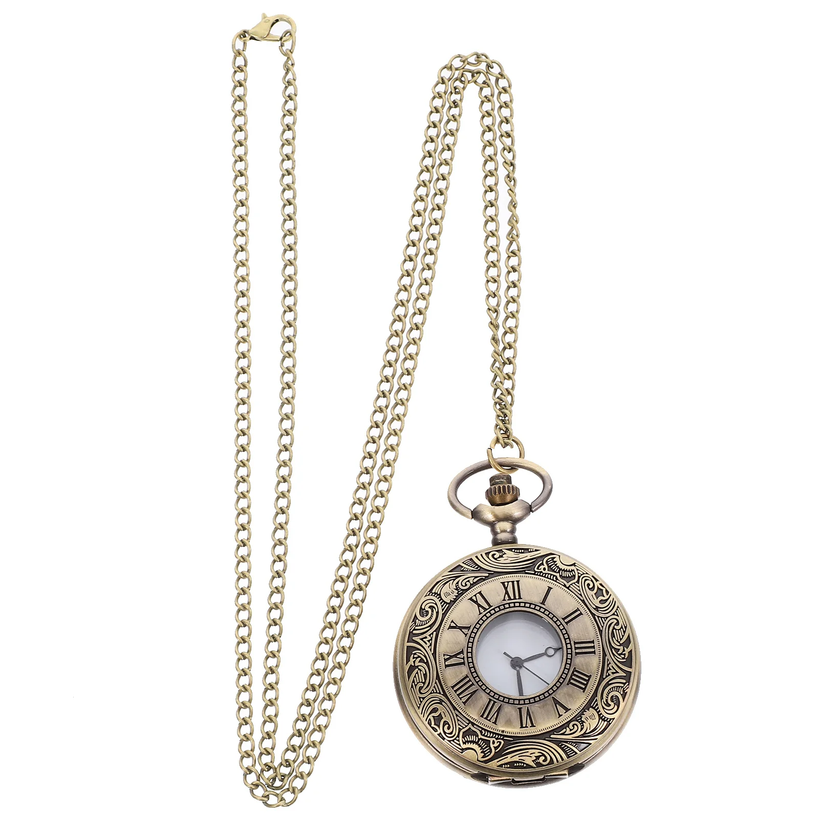 ساعة جيب كلاسيكية معدنية ريترو ساعة مزخرفة للرجال والنساء سلسلة مفاتيح صغيرة محمولة على شكل زهور وردية #5