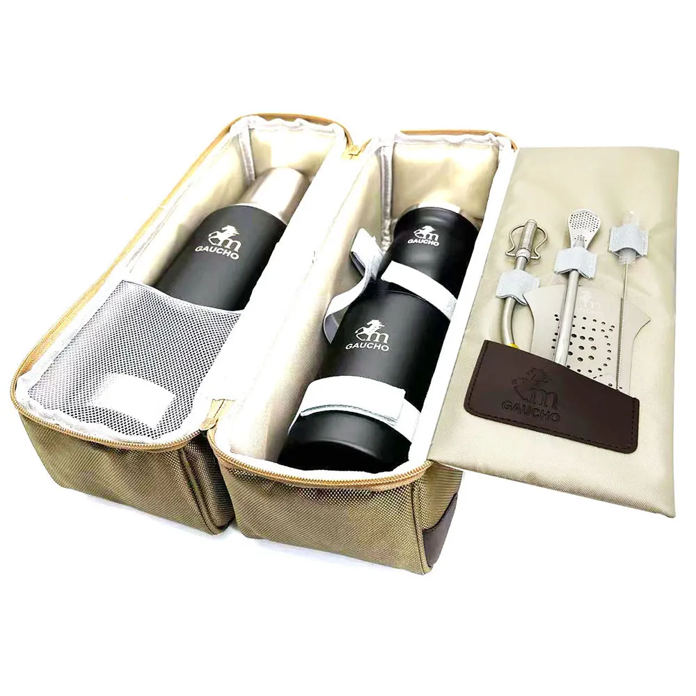 1 Set/Lot Gaucho Yerba Mate Travel Kits Include Stainless Thermos & Gourds Cup & Bombilla Straw & Tea Can & Filter Separator