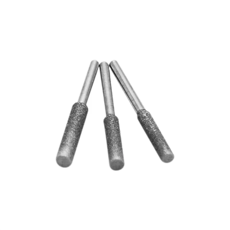 4/4.4/5mm diamantato testa di molatura affilatrice lucidatura Burr Stone File sega a catena lucidatura rettifica trapano incisione strumento di intaglio