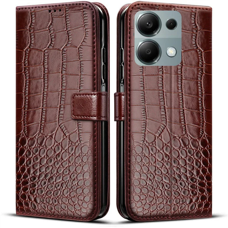 Redmi Note 13 PRO casing Flip 4G, dompet dudukan kulit tekstur mewah, penutup Magnet untuk tas Xiaomi Redmi Note 13 Pro 4G