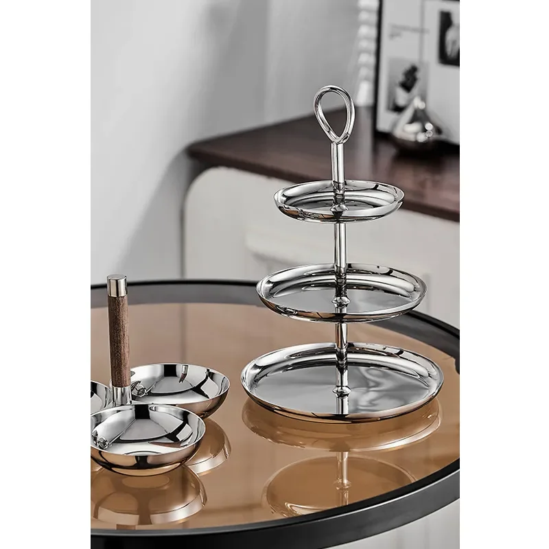 3 Tier Stainless Steel Cake Stand European Style Snack Rack Luxury Fruit Plate Tray for Home Kitchen Candy Display Decoration