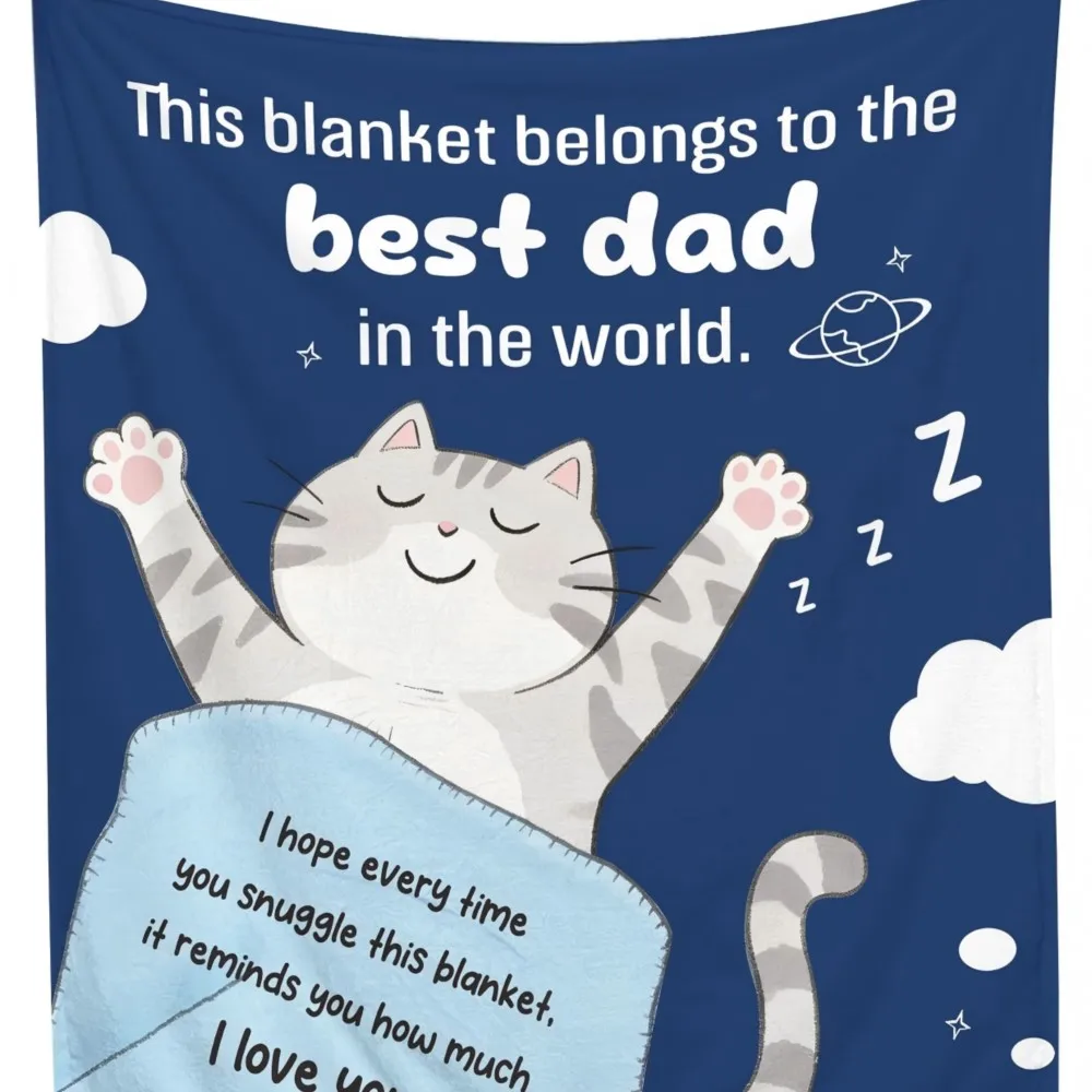 Best Dad Cartoon Flannel Blanket Fathers Day Anniversary To Dad To Family Members Blanket For Nap Reading Camping Watch TV