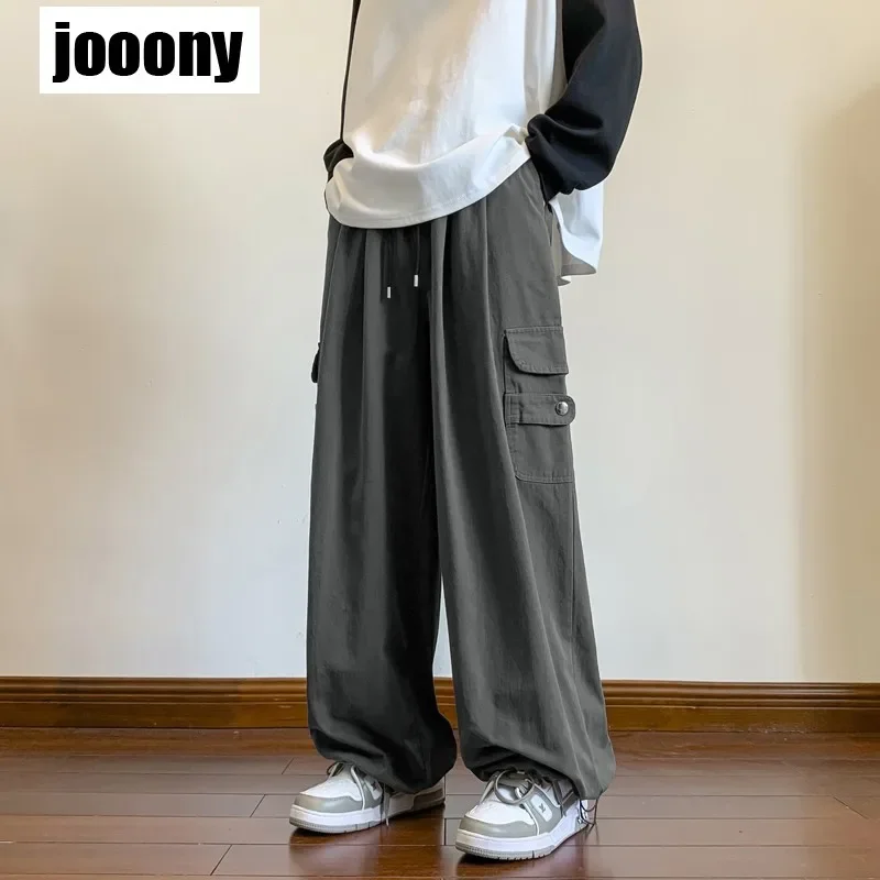 Harajuku Nieuwe Lente Zomer Joggingbroek Mannen Casual Dagelijks Vintage Broek Effen Hoge Taille Broek Trekkoord Wijde Pijpen Baggy Broek