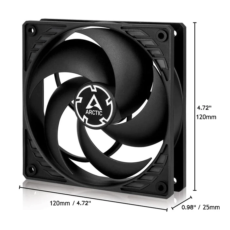 ARCTIC P12 - PC Fan, 120mm Case Fan, Pressure-optimised, Quiet Motor, Computer, Fan Speed: 1800 RPM - Black