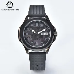 Men's Mechanical Watch PVD Black Brushed Case Rubber Strap Creative Aseptic Dial NH36A Movement Sapphire Glass Waterproof Watch