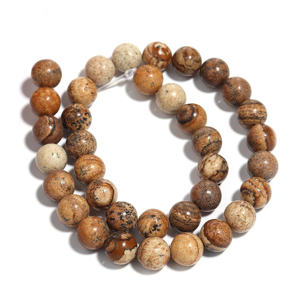 Natural Stone Picture Jasper Round Beads 15\