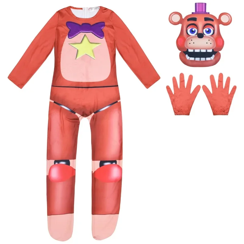 Премиум костюм для косплея Fnaf Horriable на Хэллоуин: комбинезон Фредди + маска + перчатки, медведь-кошмар Бонни А.