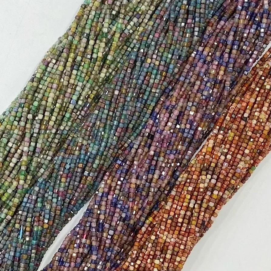 

Natural Color Jasper Square Faceted Loose Beads 38cm DIY Bracelet Necklace Women Jewelry Making Fashion Red Blue Stone Beads