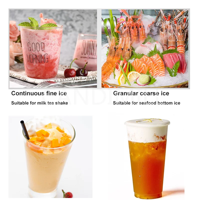 Toko Teh Susu Mixer Pencukuran Es Rumah Tangga Penghancur Es Pencukuran Salju Komersial Daya Tinggi Pisau Ganda Penghancur Es 300W