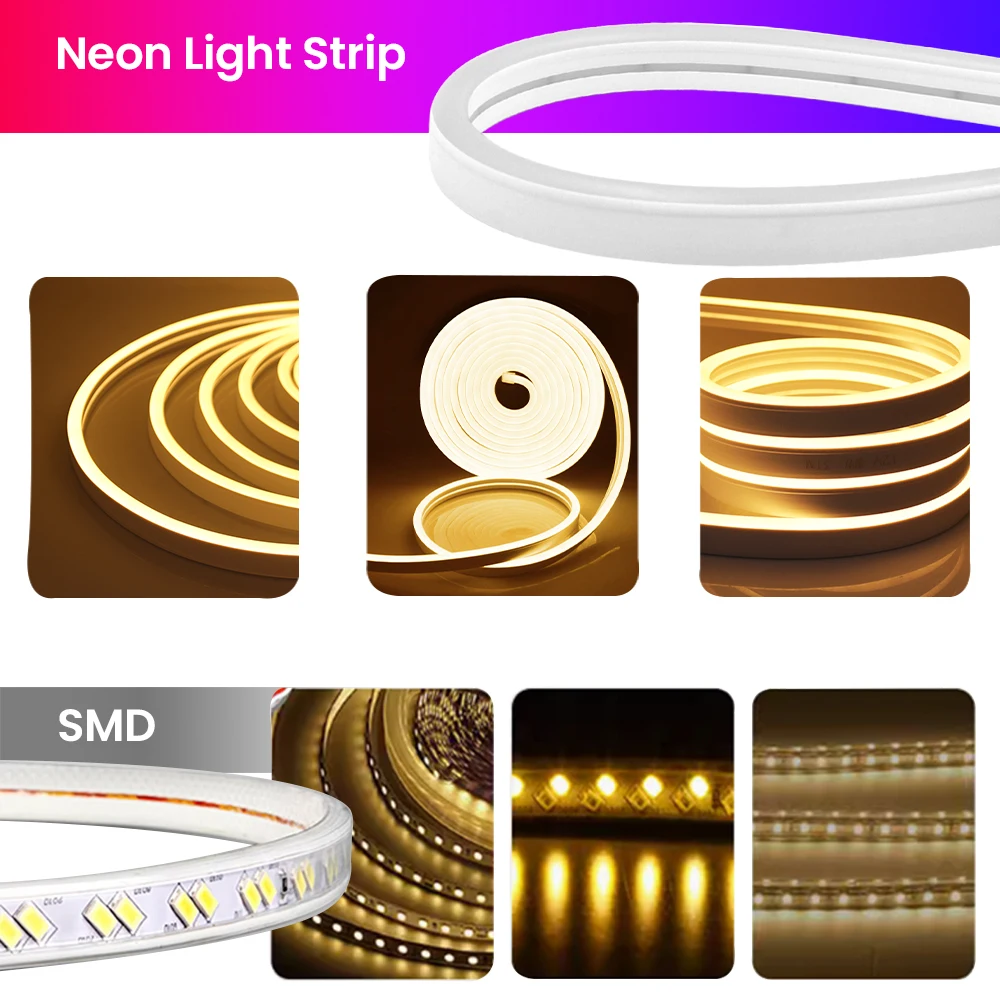 Neon LED Strip Light 12V 120LEDs/M 6X12MM Silicone Neon Rope Light White/Blue/Pink/Yellow/ P67 Waterproof Home Garden Decoration