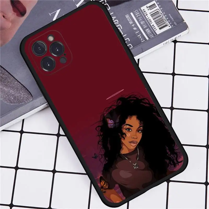 Afro Girls Art Phone Case For iPhone 14 11 12 13 Mini Pro Max 8 7 6 6S Plus X SE 2020 XR XS Funda Case