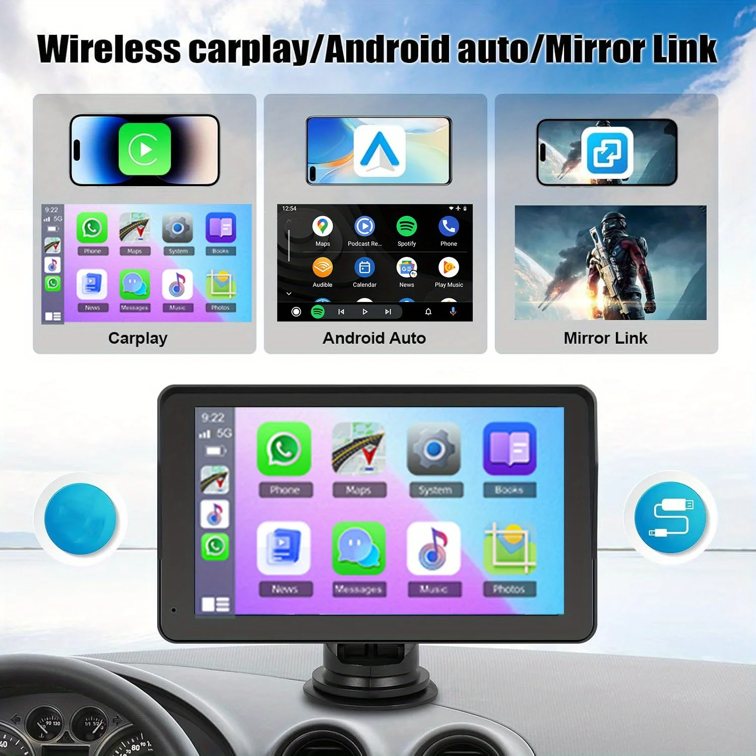 

Car Radio Multimedia Video Player Wireless Carplay And Wireless Android Auto Portable Universal Touch Screen