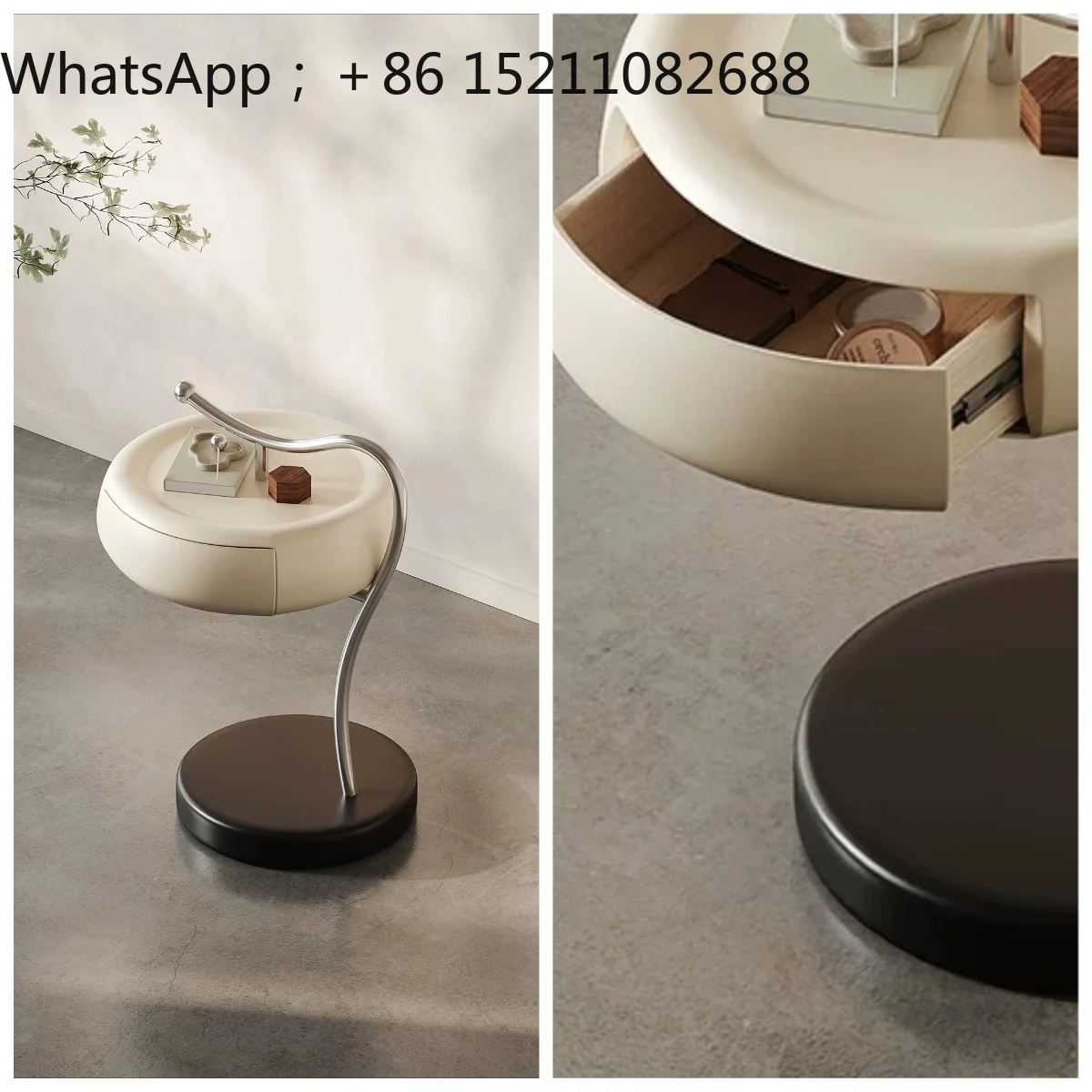 SCY minimalist side few storage cream style mini locker light luxury high-end bedside table