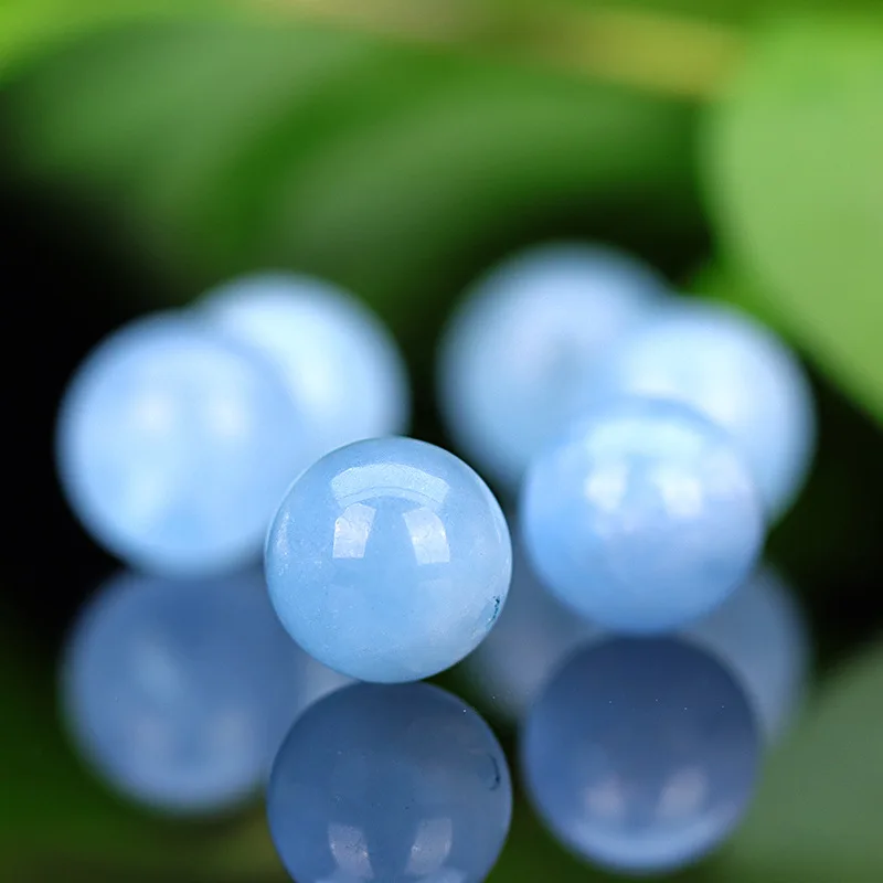 Aquamarine Scattered Beads Natural Crystal Runlan Devil Blue Ice Blue Runyu DIY Jewelry Bracelet Single Ball Bracelet