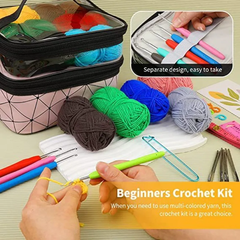 105 Piece Crochet Set, Complete with DIY Hand Woven Needle and Thread Tools, Including Yarn Storage Bag TPR Crochet Set