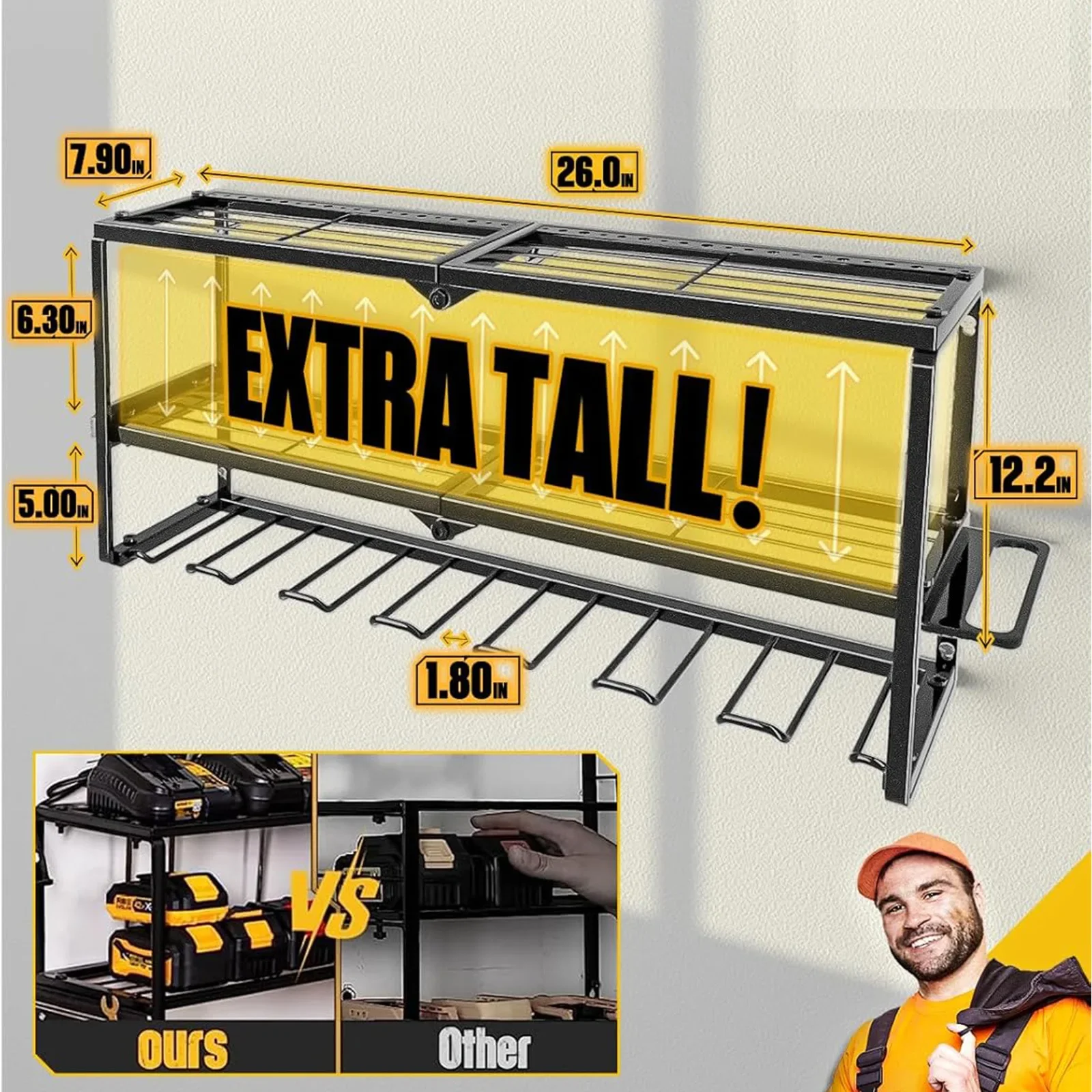 #Wrought Iron Three-Layer Multifunctional Electric Drill Rack Wall-Mounted Power Tool Storage Rack Living Room Hanging Rack
