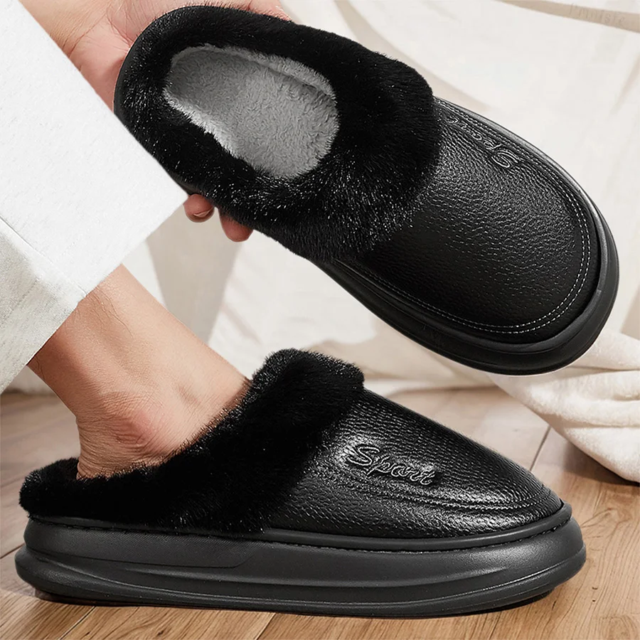 Men's Winter Slippers Massage Memory Foam Home Slippers Soft Warm Indoor Slippers Male Non-Slip Comfort Large Size 50-51