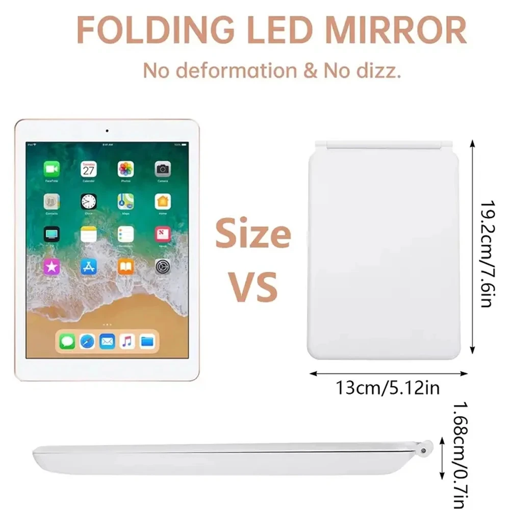 Makeup Mirror with 10X  3 Color Lights Magnifying 72 LED Lights Vanity Mirror Travel Mirror Compact Cosmetic Foldable Mirror