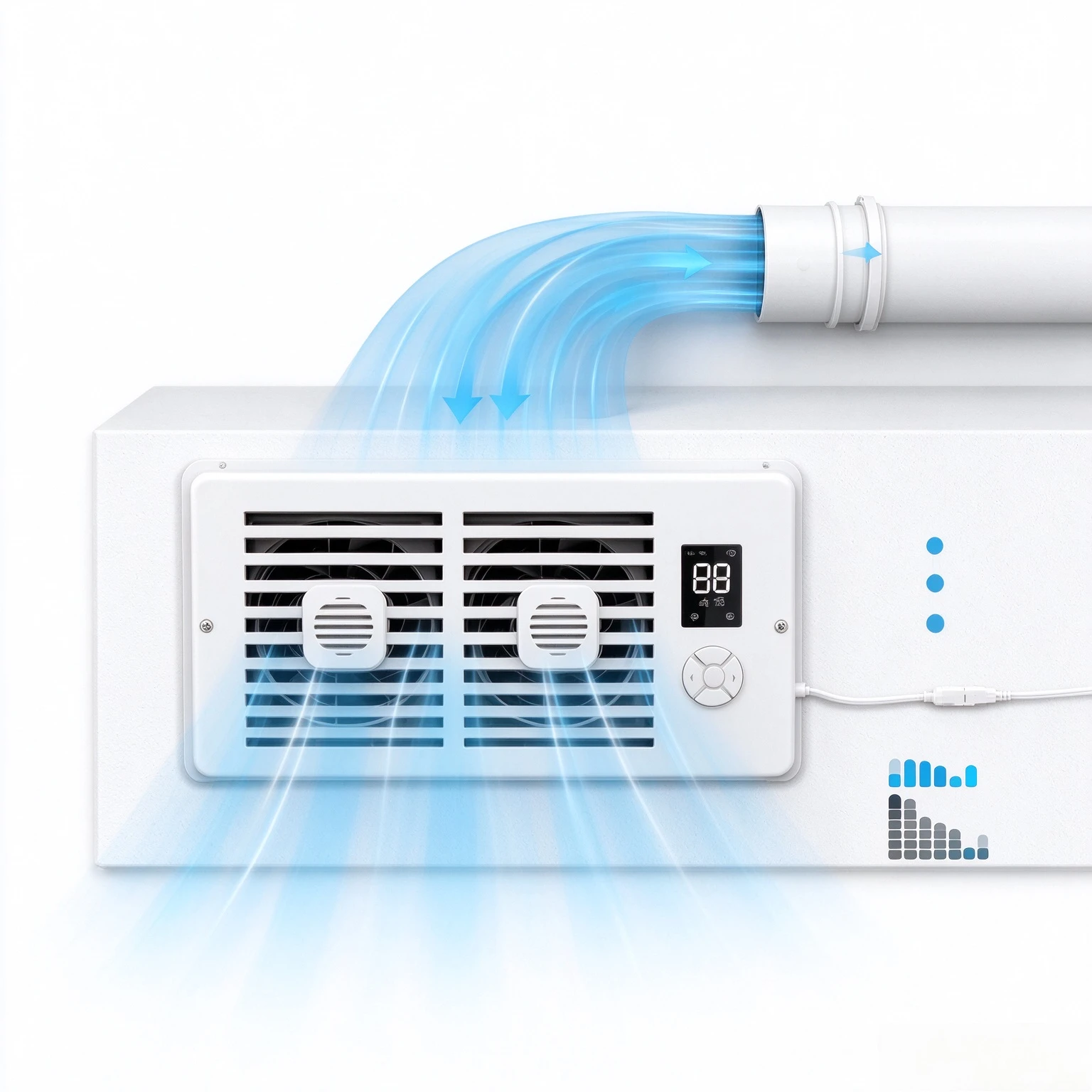 Household Smart Inline Duct Boost Fan, Ultra Quiet Operation, Built-in Scent Diffuser, 10 Speed Levels for Indoor Ventilation