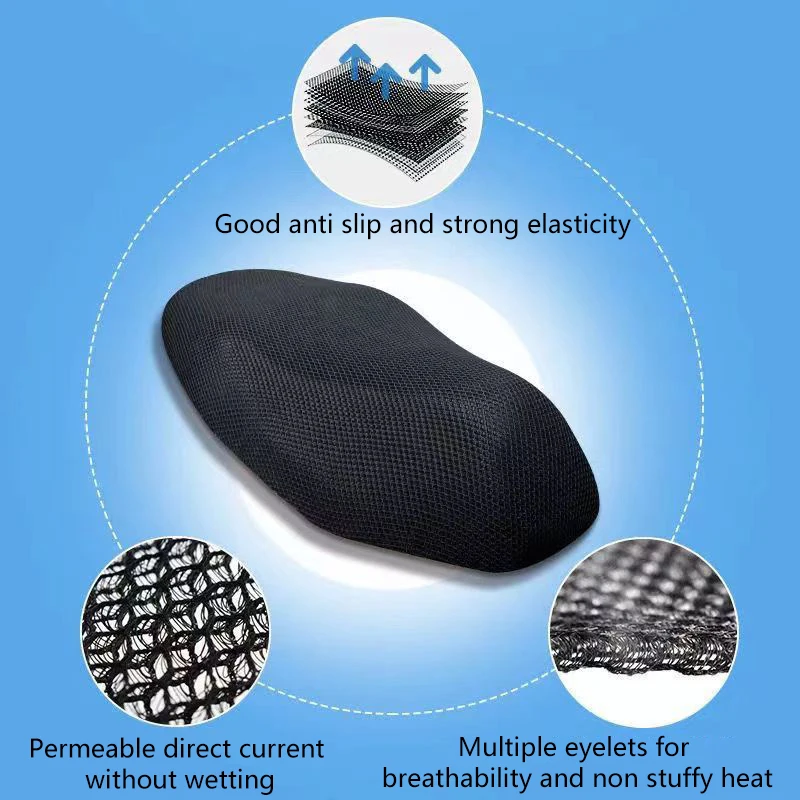 1PC Breathable Scooter Seat Covers Summer Cool 3D Mesh Motorcycle Seat Cover Cushion Anti-Slip Cover Grid Protection Pad