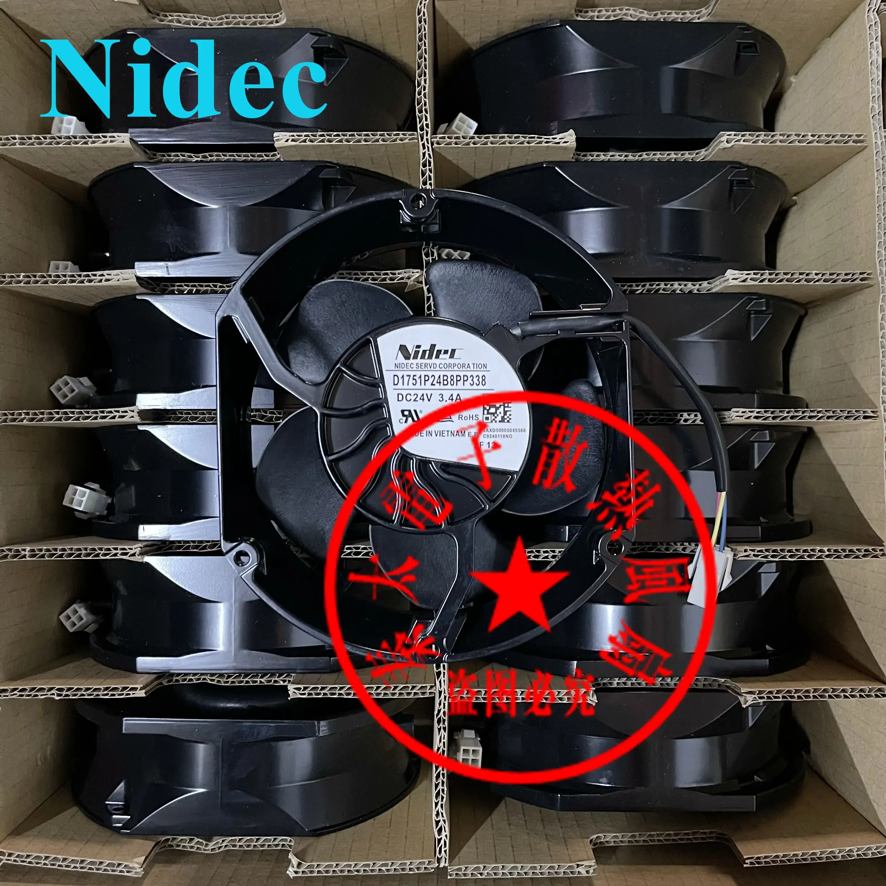 Nidec D1751P24B8PP338 DC 24V 3.4A 175x150x51mm 4-Wire Server Cooling Fan