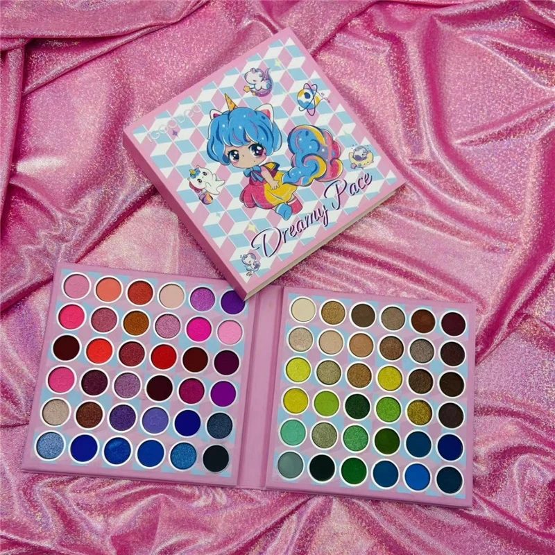 72 colori Cute Unicorn Girl Matte Eyeshadow Palette Glitter Eye Shadow Blush Pigment Palette trucco professionale per occhi viso