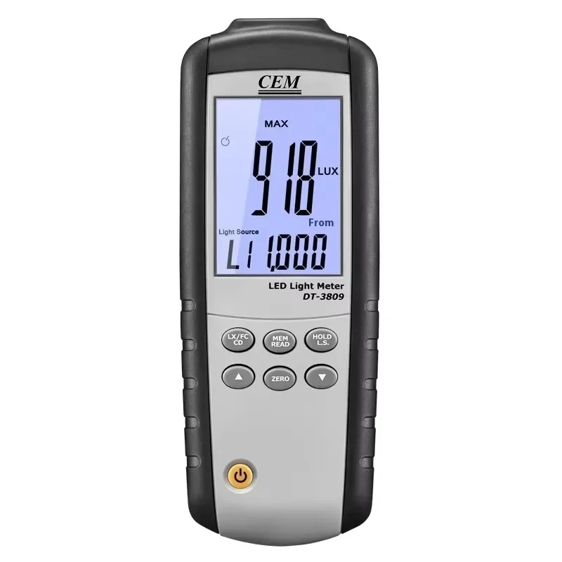 CEM DT-3809 LED Light Photometer 400000 Lux OEM Customizable Brightness 99 Record Storage for Test Instrument