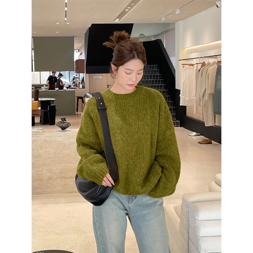 

Alpaca Sweater Women's Korean Style Knitted Wool Winter Fashion Thirteen Lines New M9255