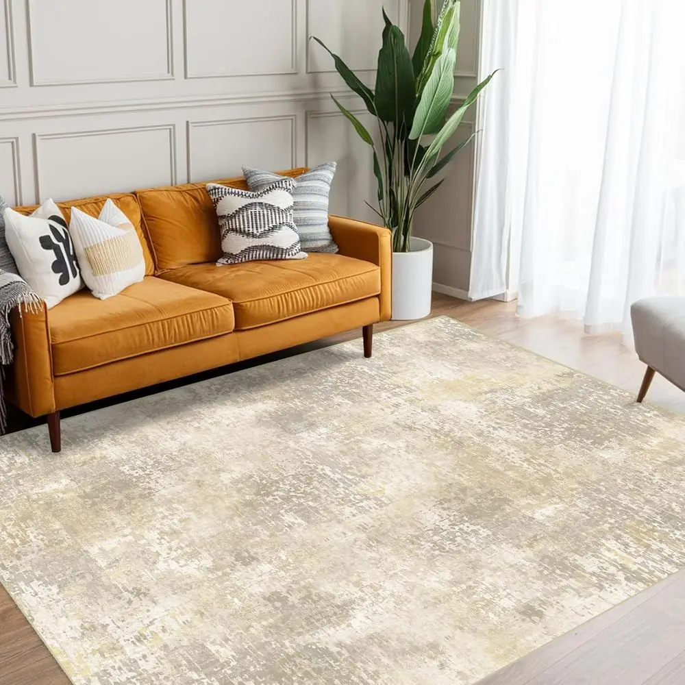 

Современный абстрактный ковер кремово-бежевого цвета 5x7, мягкий и большой для гостиных, спальни, фермерского дома с нескользящей подложкой