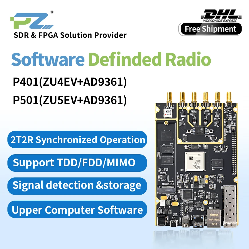 Puzhi PZSDR P401/P501 Software Defined Radio ADI RF AD9361 openwifi pluto Xilinx ZYNQ UltraScale+ XCZU4EV XCZU5EV Demo Board