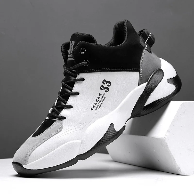 

Brand Mens High-top Basketball Shoes Thick Sole Non-slip Sports Shoes Trendy Youth Comfortable Athletic Shoes Tenis Para Hombre