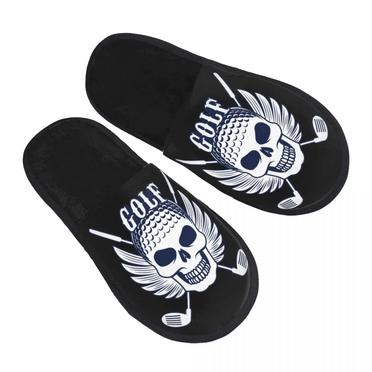 

Custom Golf Skeleton Soft Memory Foam House Slippers Women Skull Golfer Golfing Comfy Warm Anti-skid Sole Slipper