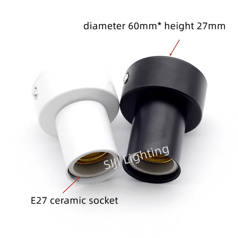 Modern Lamp 60mm Mini Ceiling Plate with E27 Ceramic Socket Lamp Holder Iron Ceiling Rose Metal Ceiling Canopy E27 Lamp Base DIY