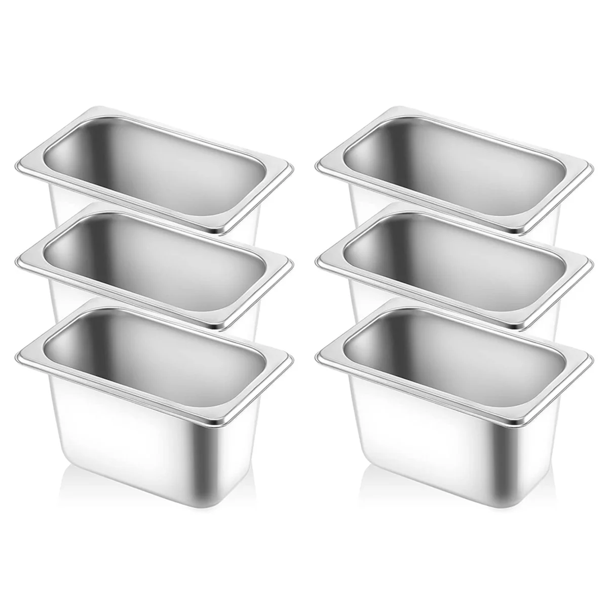 

1/9 Size 4 Inch Deep Hotel Pans Anti Clogging Stainless Steel Steam Table Pans Commercial Metal Food Catering Trays