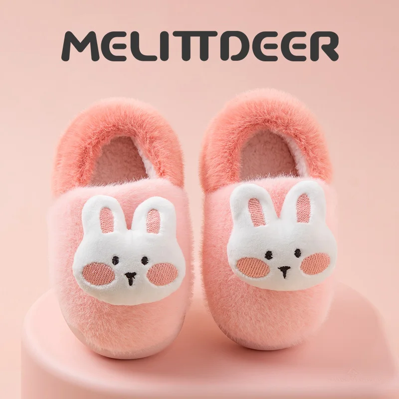 

MELITTDEER Kids Slippers - Cozy and Comfortable Indoor/Outdoor Footwear for Boys and Girls Ages 1-5, Soft Plush Cartoon Design