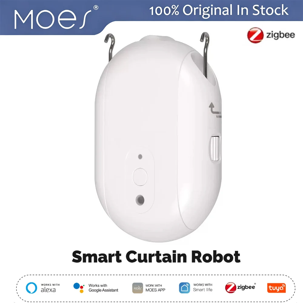 MOES Tuya Smart Curtain Robot Zigbee Light Sensor Timing Auto Open Close Easy Install APP Voice Remote Control by Alexa Google