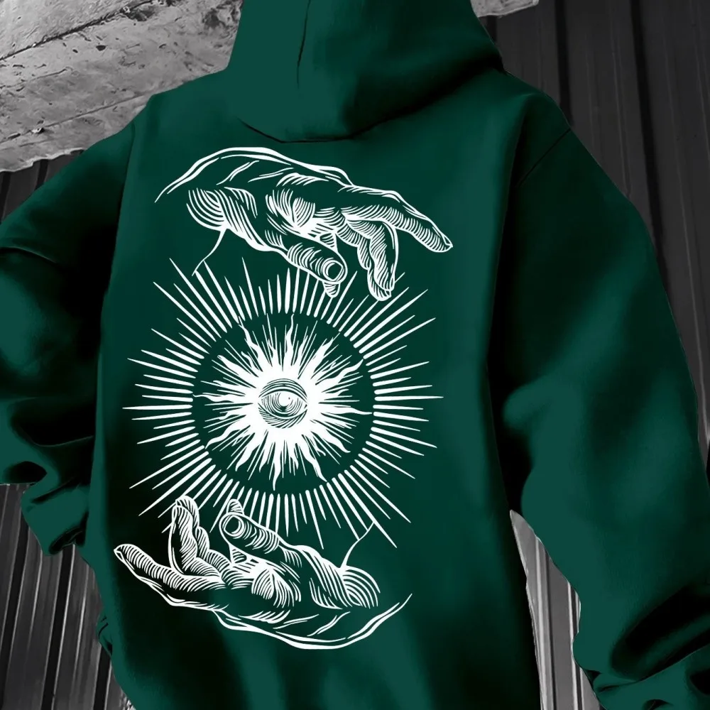 

Хит продаж, мужская осенняя модная удобная мягкая спортивная рубашка с капюшоном и умным принтом глаз, уличный топ