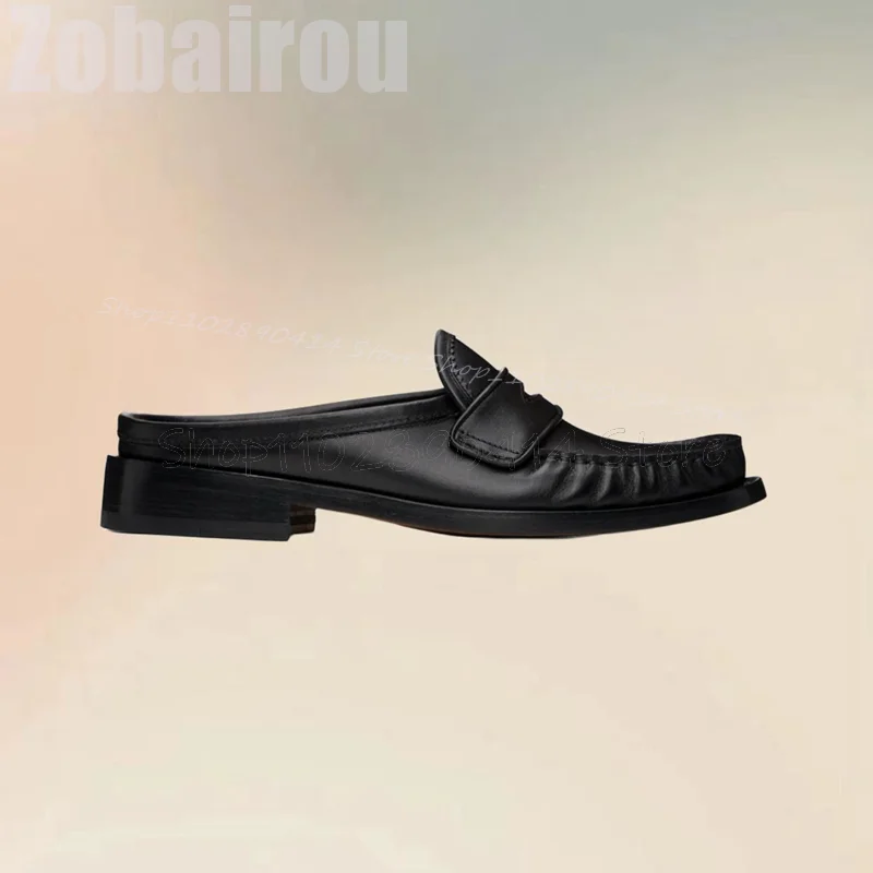 

Black Pleated Design Matte Leather Men Slippers Fashion Slip On Men Shoes Luxury Handmade Party Banquet Office Men Casual Shoes