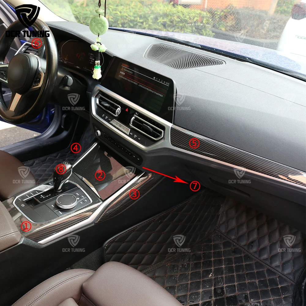 7/8 Pcs LHD Only For BMW M4 G82 M3 G80 2 Ser G42 Center Console Instrument Air Outlet Panel Dry Carbon Fiber G22 G20 Interior