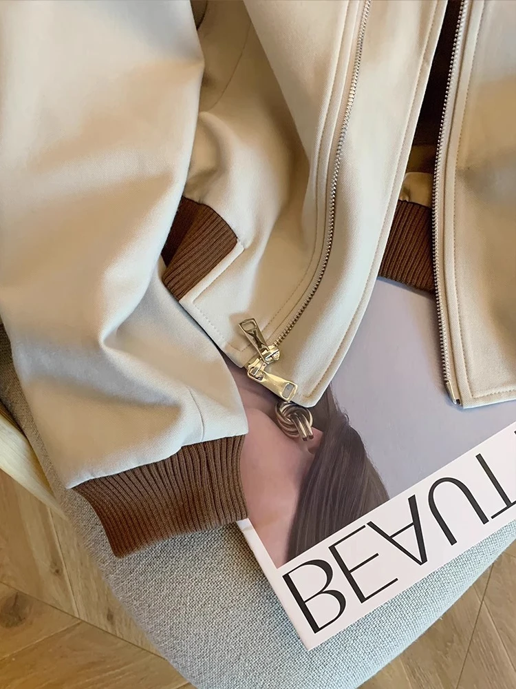 عارضة الوقوف طوق المرقعة Jaet أعلى ex ربيع الخريف Faion ملابس خارجية فضفاضة مباراة بسيطة جميع الفصول المرأة الرجال