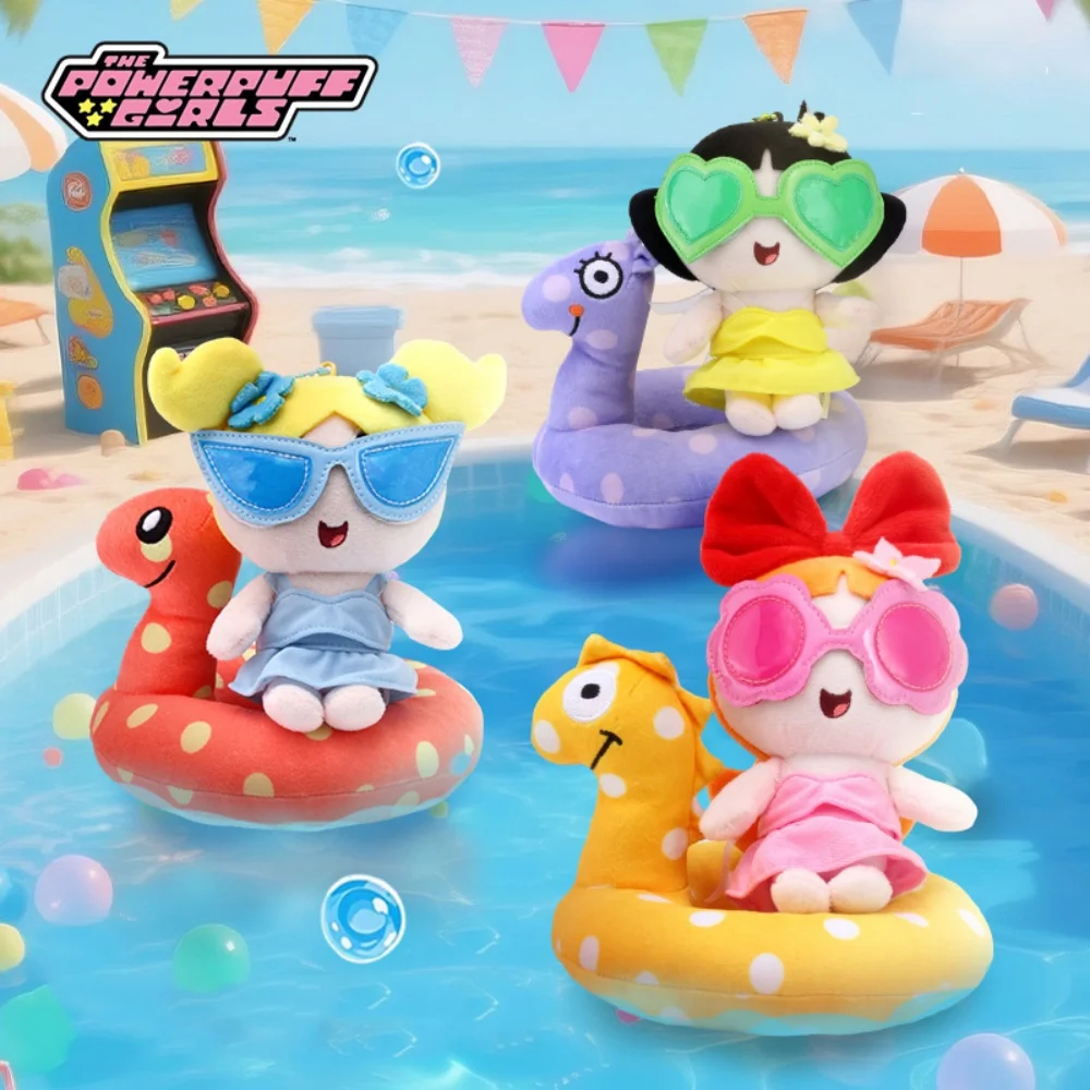 

Genuine Anime The Powerpuff Girls Bubbles Plush Doll Cartoon Blossom Buttercup Water Party Series Swimsuit Dolls Gifts For Girls