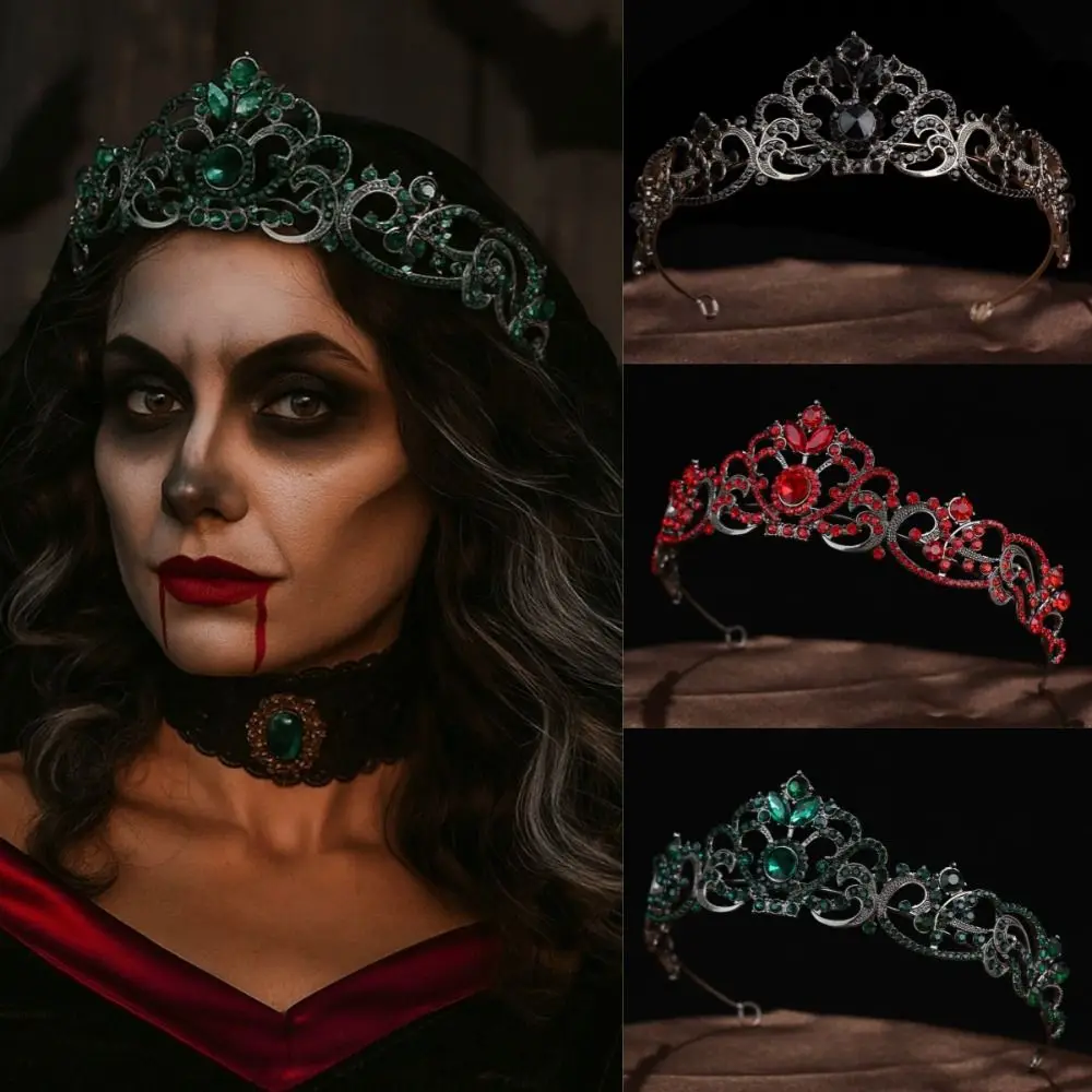 Rhinestone Halloween Black Crown Luxury Cake Decorations Baroque Pageant Crowns Sparkling Hair Jewelry Crystal Cake Topper