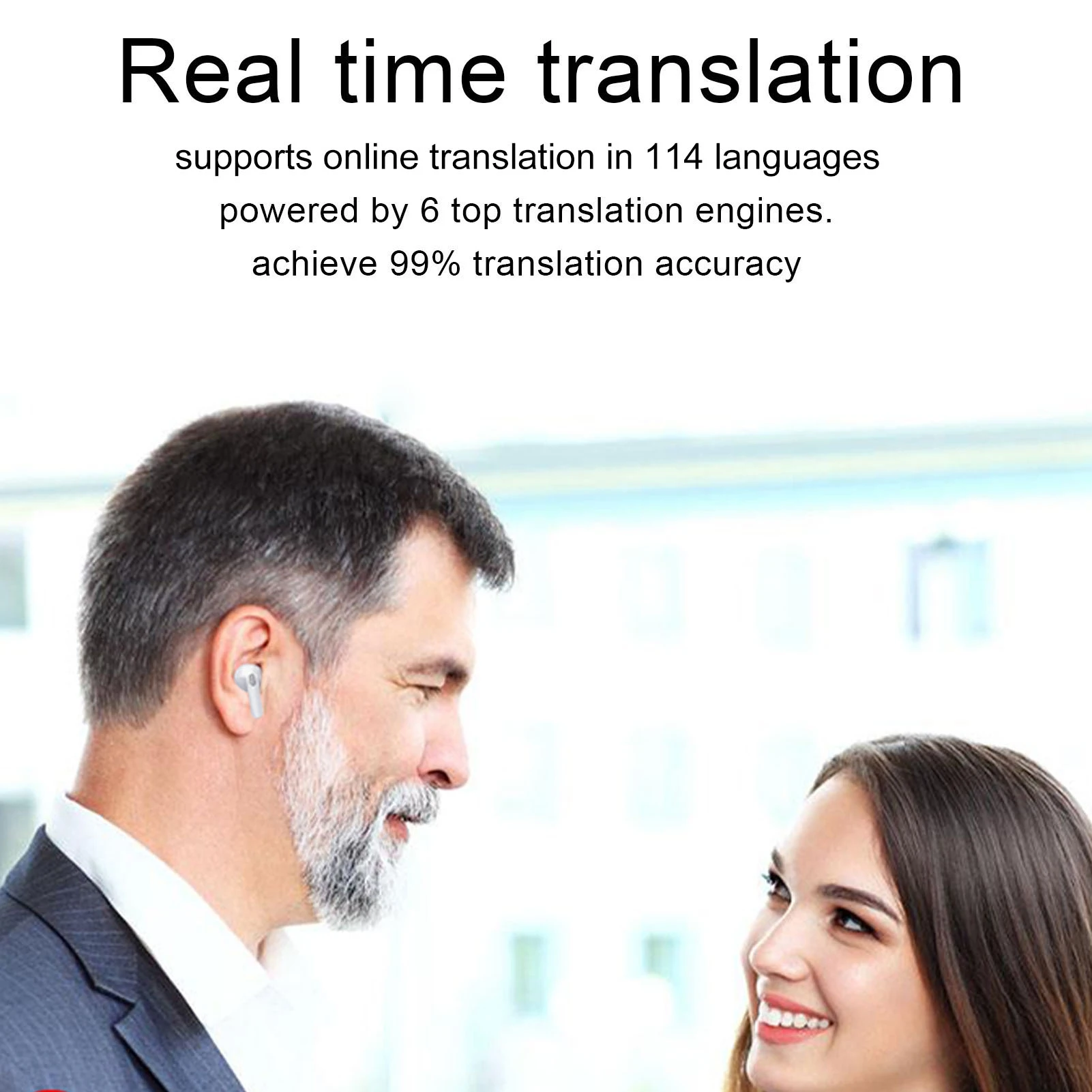 Language Translator Earbuds Easy To Operate High Accuracy Bluetooth Translation Earbuds with Speakers for Business