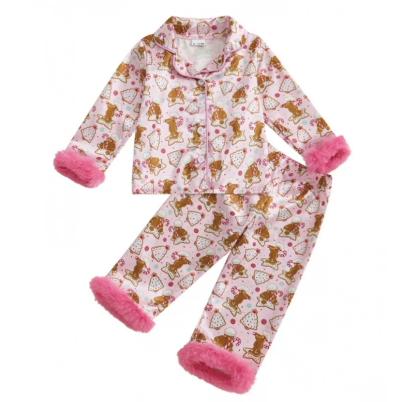 

Christmas Newborn Baby Girls Clothes Sets for Children's Clothing Toddler Kids Long Sleeve Lapel Sleep Lounge Home Outfits Suit