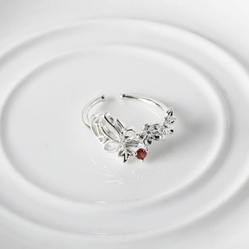 Anime Tian Guan Ci Fu Ringen Voor Vrouwen China Stijl Bloem Opening Ringen Rood Kristal Verstelbare Ringen