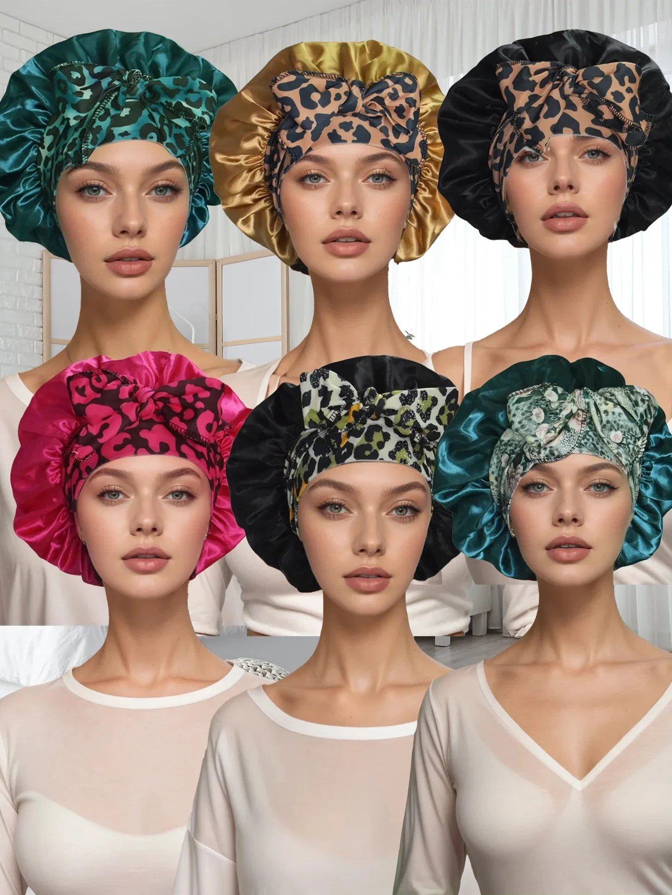 1 bonnet en satin avec lien pour femme – Soin capillaire doux et soyeux pour la nuit – Accessoire de cheveux élégant en une seule pièce