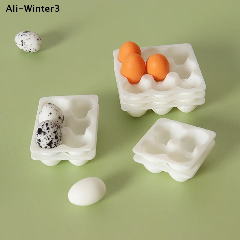 ถาดไข่จิ๋วสำหรับบ้านตุ๊กตา 1/12 กล่องไข่จำลอง ของตกแต่งครัวบ้านตุ๊กตา อาหาร ไข่ ของตกแต่งฉากชีวิตในบ้านตุ๊กตา อุปกรณ์ตกแต่ง