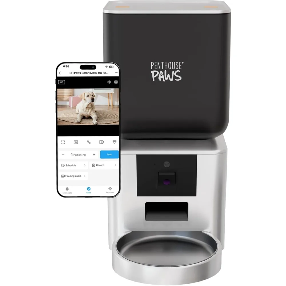 HD WiFi Automatic Feeder for Cats and Dogs with Camera, 7L - Easy Clean, App Control, Remote Schedule Meals,Voice Record